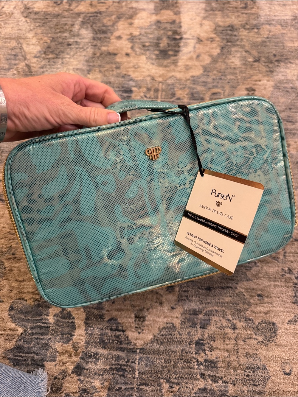 PurseN Amour Travel Case - Teal Python Snakesin Print - Picture 7 of 12